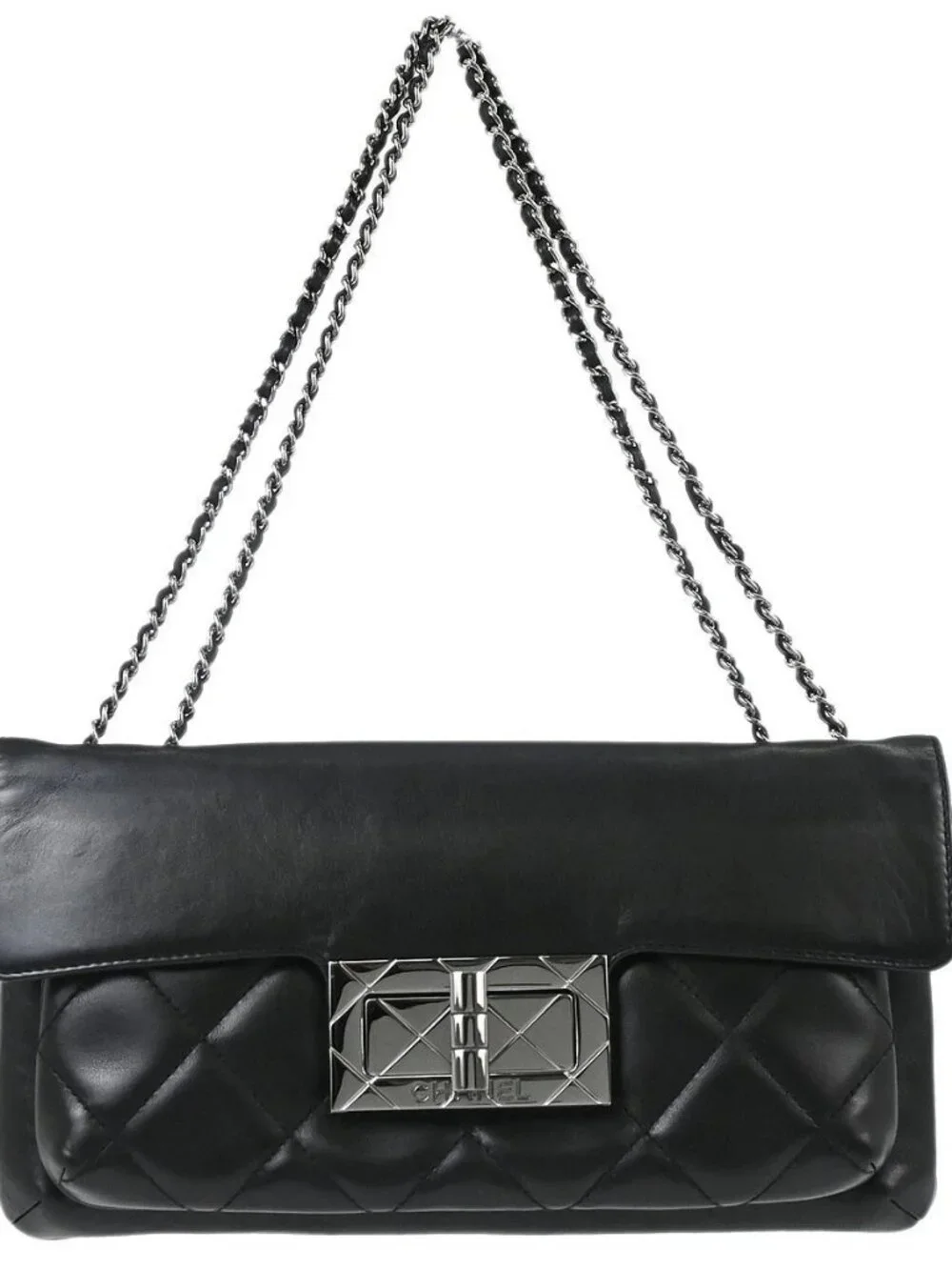Chanel Black Lambskin Mademoiselle Lock Shoulder Bag 167396